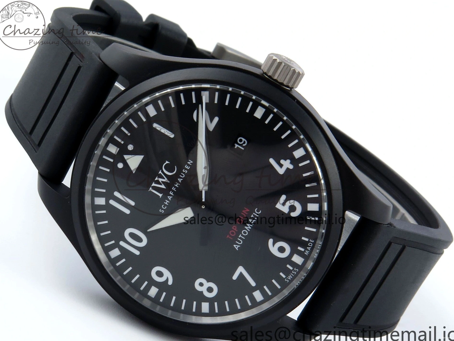 MIROTIME 0317 Pilot Top Gun IW326901 M+F 1:1 Best Edition Black Dial on Black Rubber Strap A SportInspired 6999